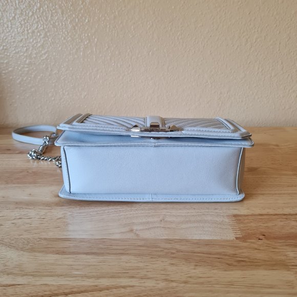 Rebecca Minkoff Quilted Chevron Crossbody Shoulder Bag Leather Flap Top Perla - Picture 6 of 8